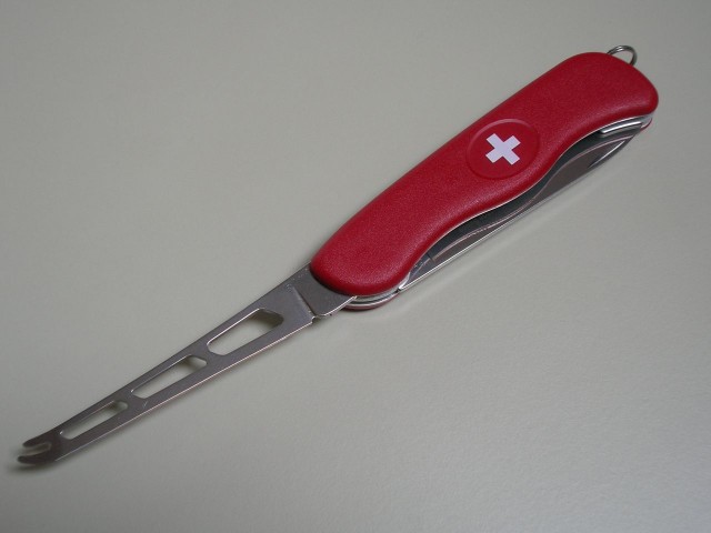 SwissCheeseKnife red front cheeseblade open